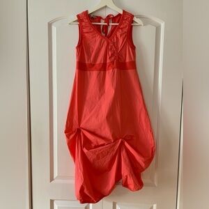 Nonaki Dress Bubble Hem Pink Coral Size Medium Sleeveless Cotton Spandex Midi